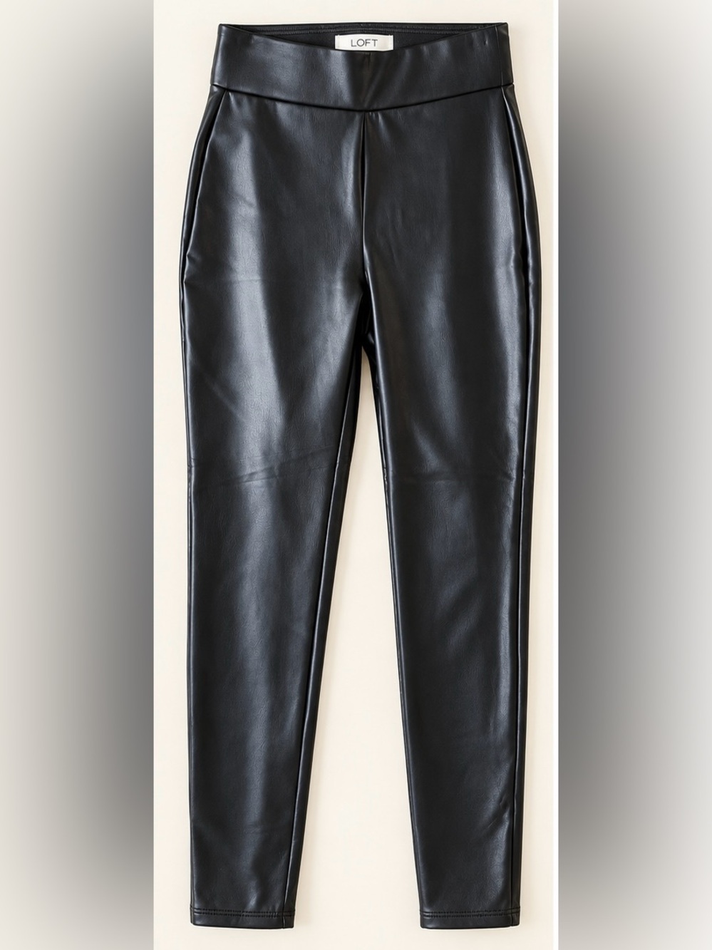 NWT LOFT Faux Leather Leggings XXS Petite Black Pull On High Rise